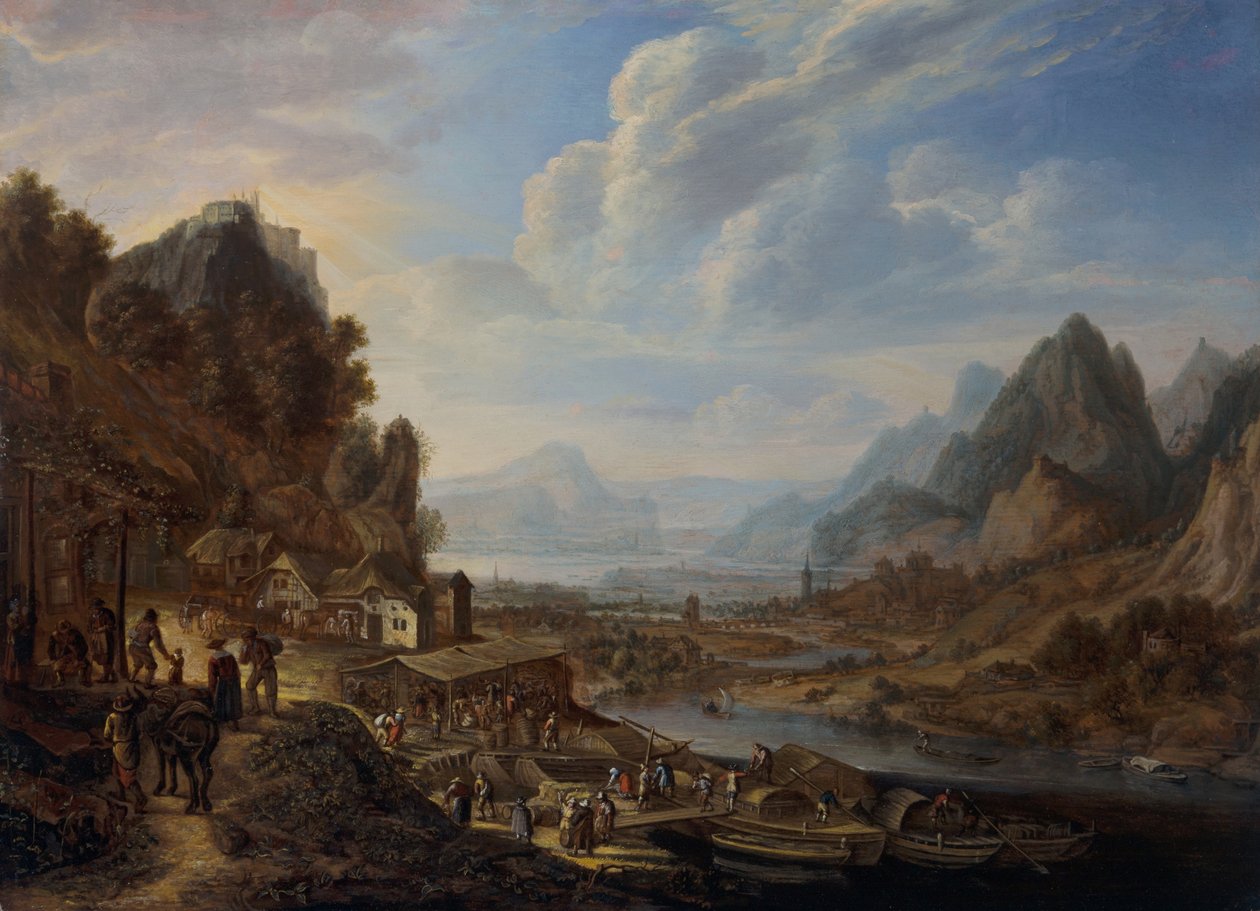 Uma paisagem fluvial renana de Herman the Younger Saftleven