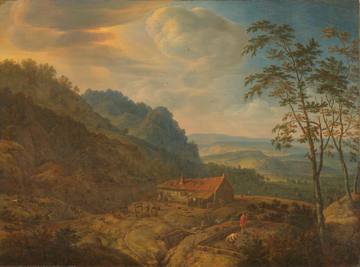 Paisagem montanhosa com quinta de Herman the Younger Saftleven
