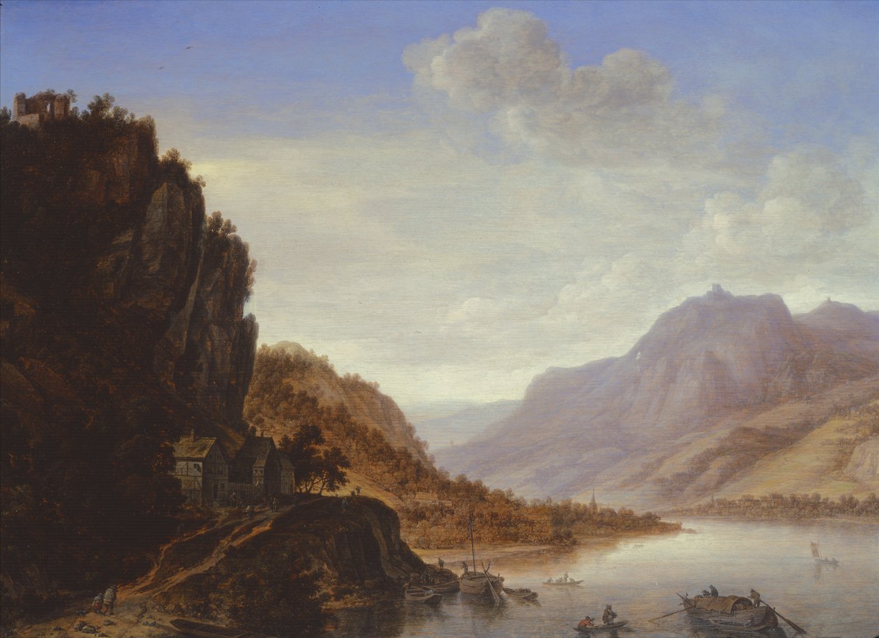 Paisagem montanhosa do rio de Herman the Younger Saftleven