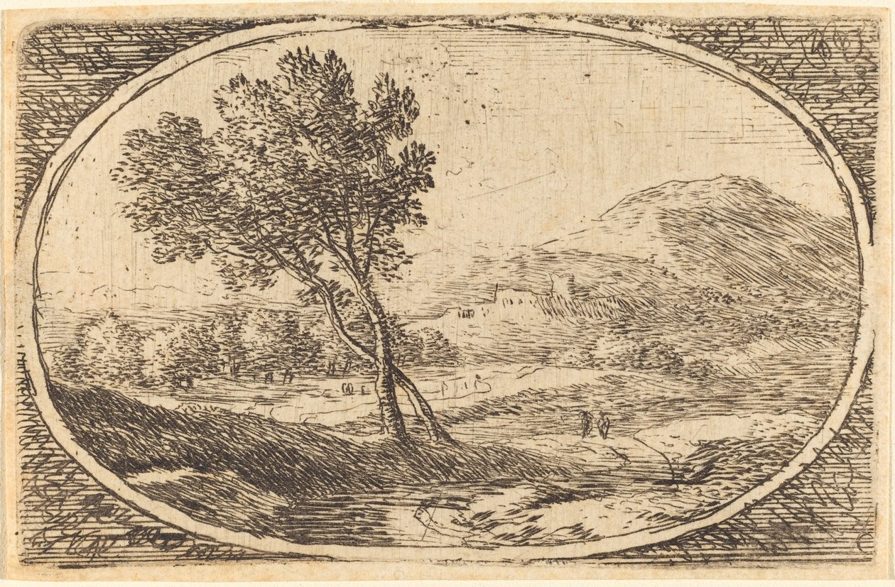 Uma paisagem com uma grande árvore de Herman van Swanevelt