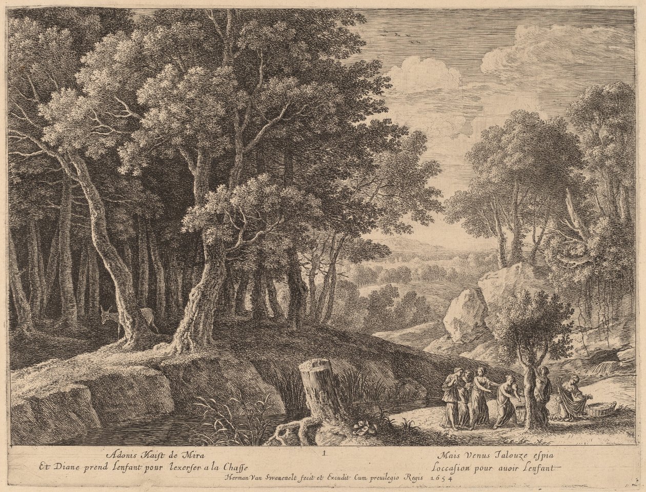 Nascimento de Adônis de Herman van Swanevelt