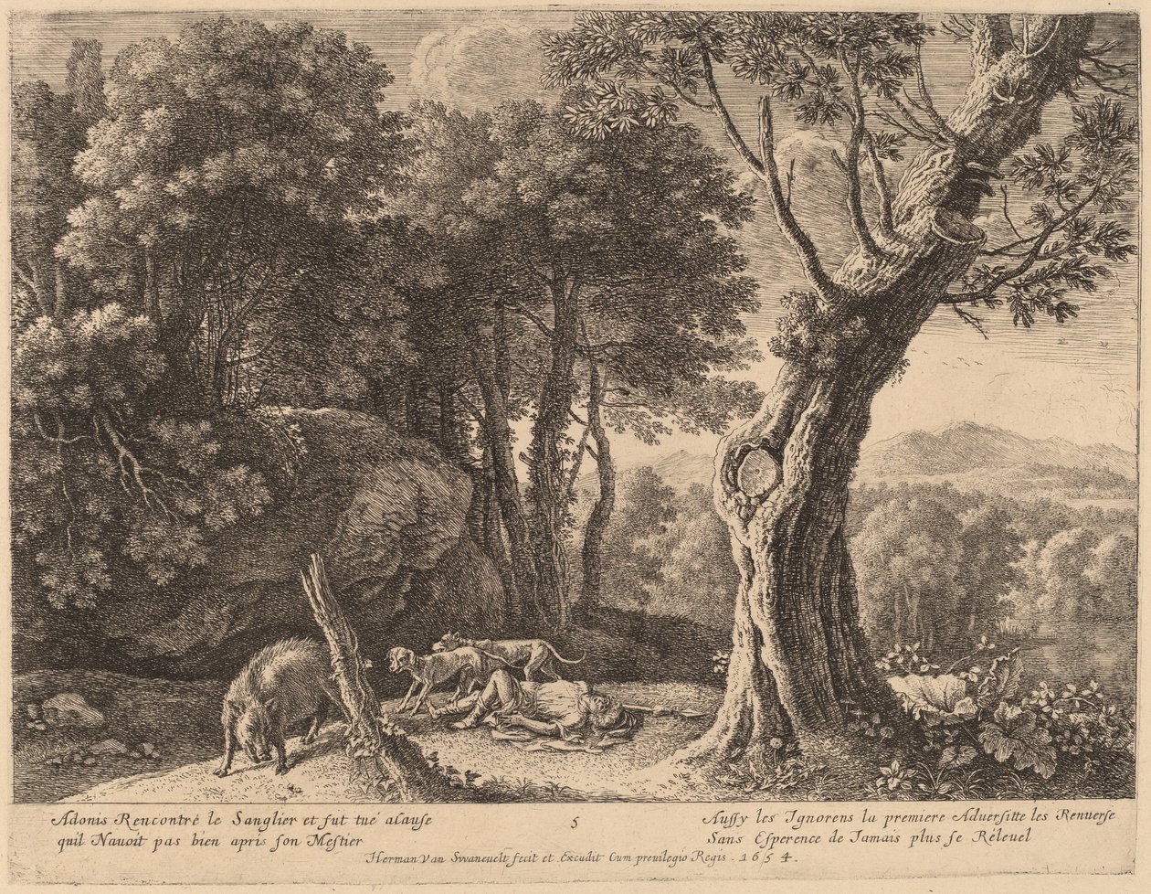 Morte de Adônis de Herman van Swanevelt
