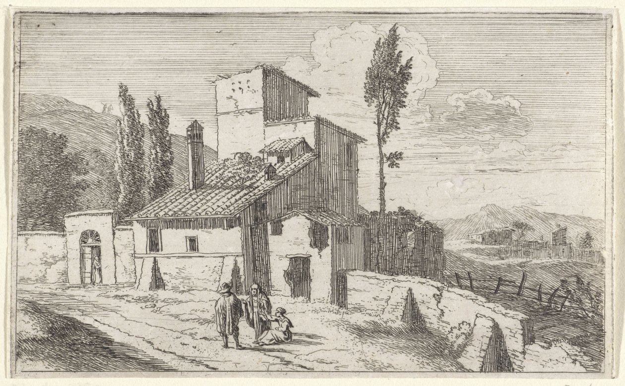 Vista de um mosteiro de Herman van Swanevelt