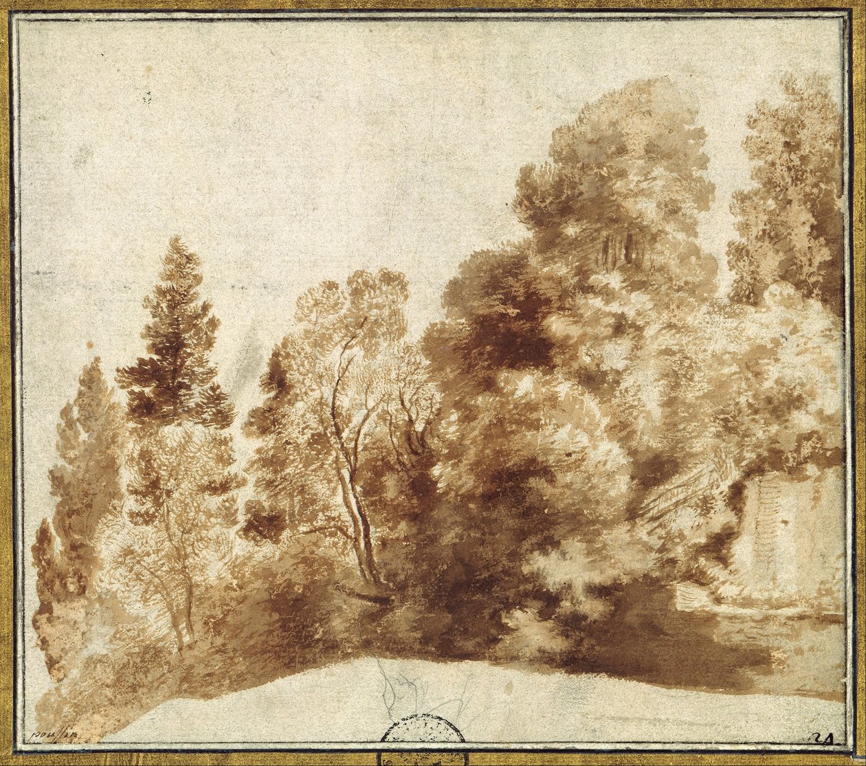 Grupo de árvores num muro de Herman van Swanevelt