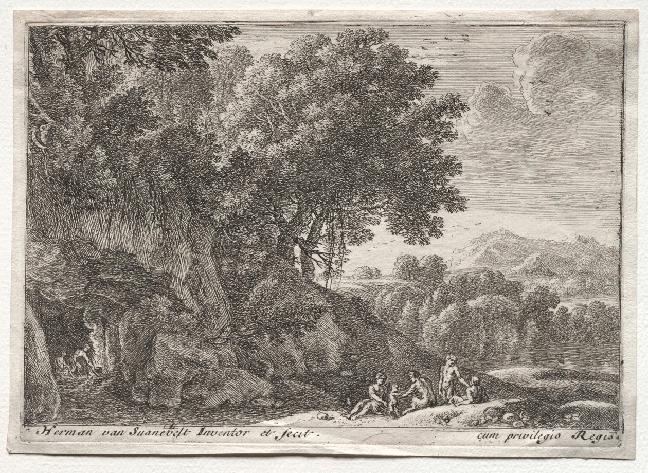 Paisagem com sátiros. de Herman van Swanevelt