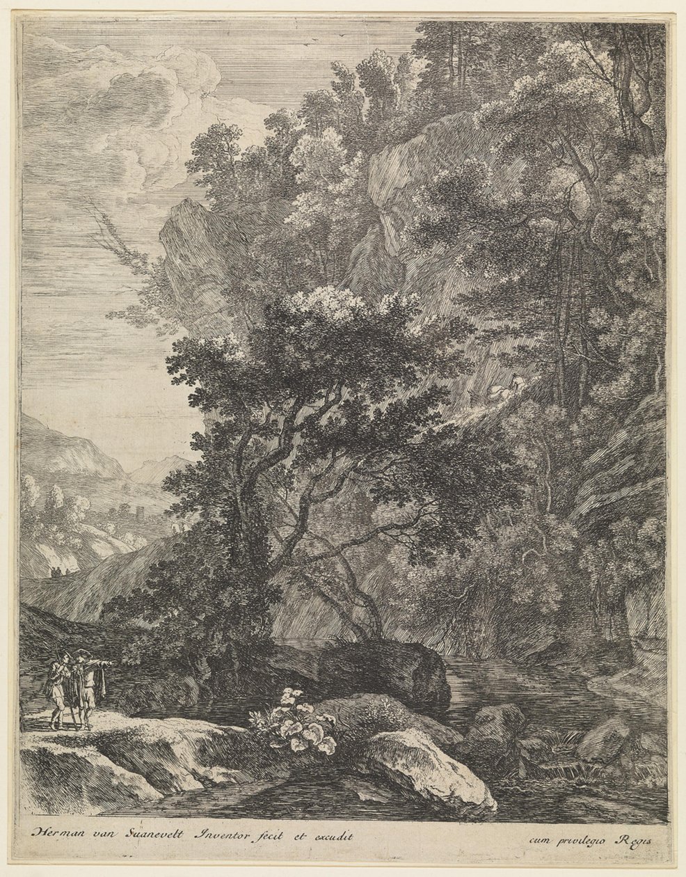 Paisagem com ribeiro de montanha de Herman van Swanevelt
