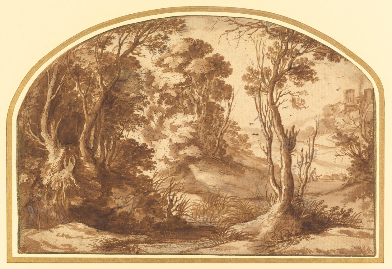 Piscina à beira de um bosque de Herman van Swanevelt