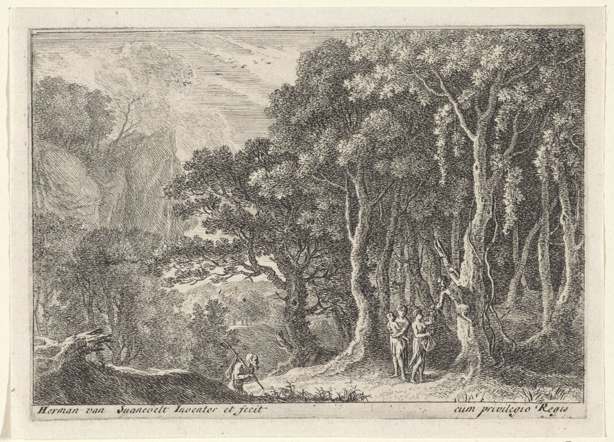Satyr recolhe fruta
Paisagens com sátiros (título da série) de Herman van Swanevelt