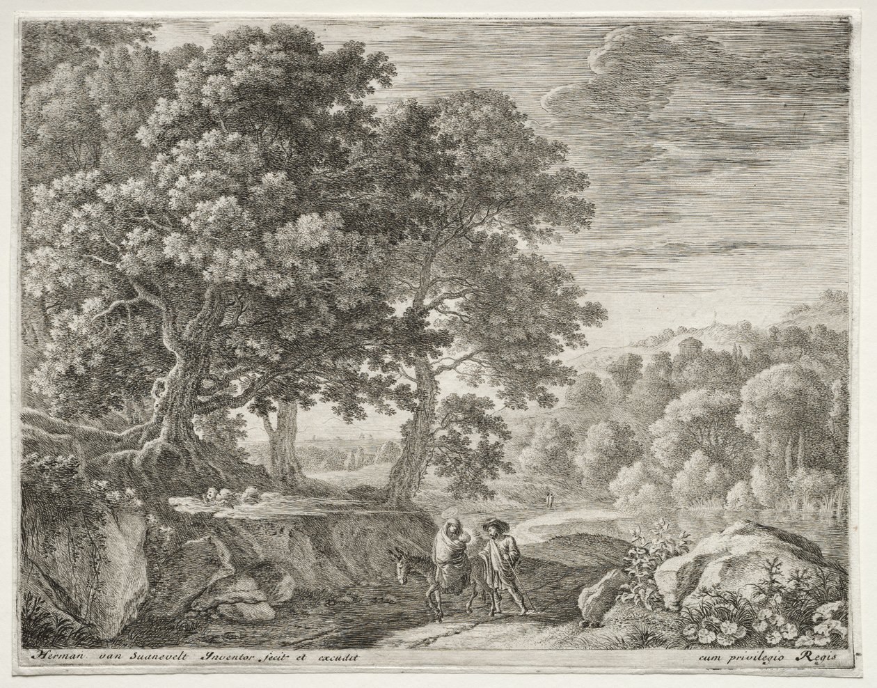 A fuga para o Egito, c. 1652-1654. de Herman van Swanevelt