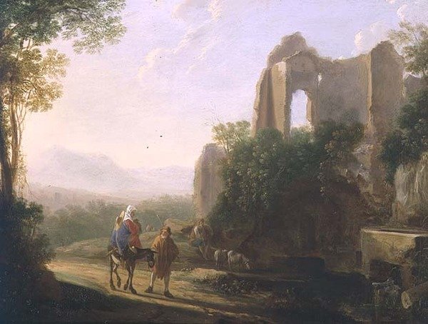 A fuga para o Egito (óleo sobre cobre) de Herman van Swanevelt