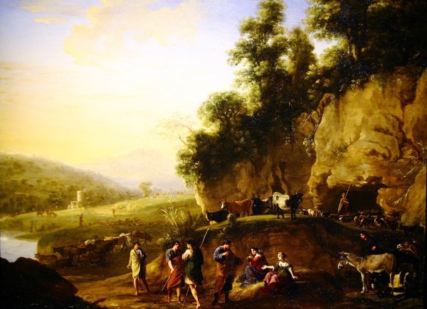 Os Pastores (óleo) de Herman van Swanevelt