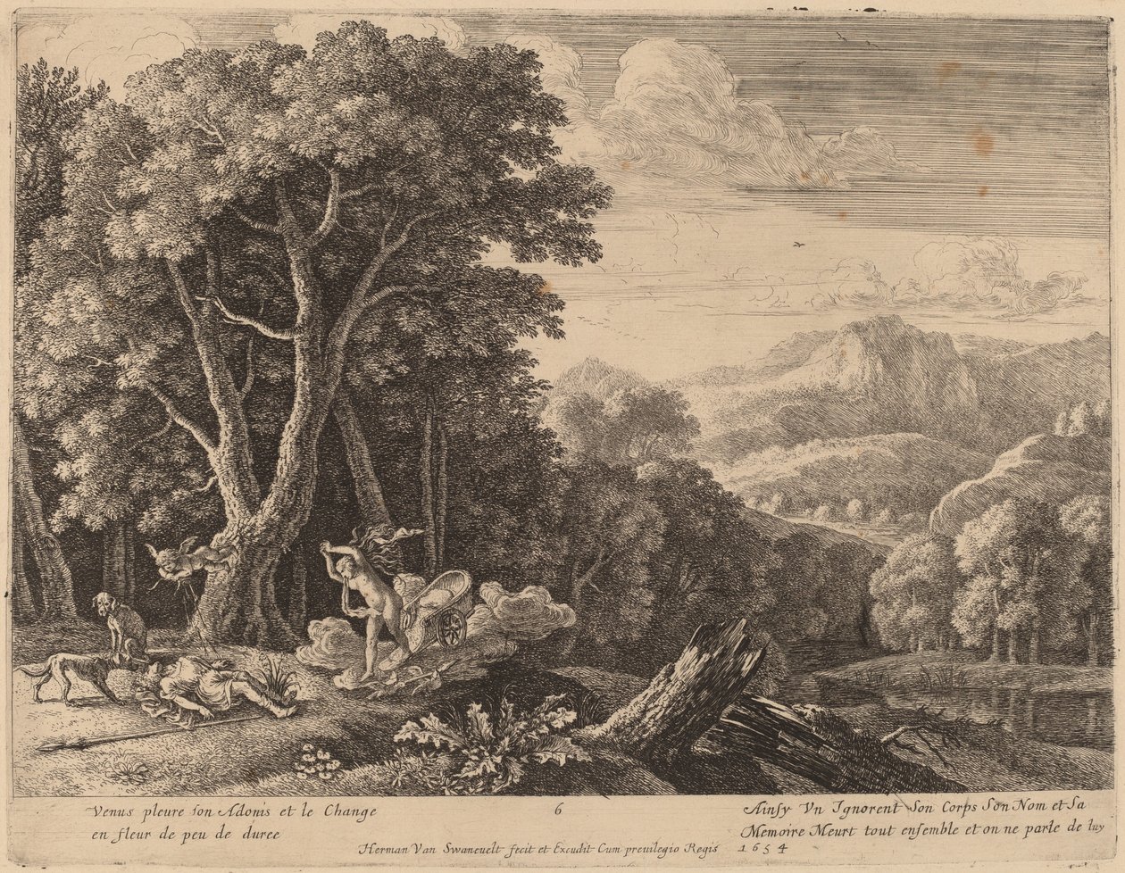 Vênus lamentando a morte de Adonis de Herman van Swanevelt