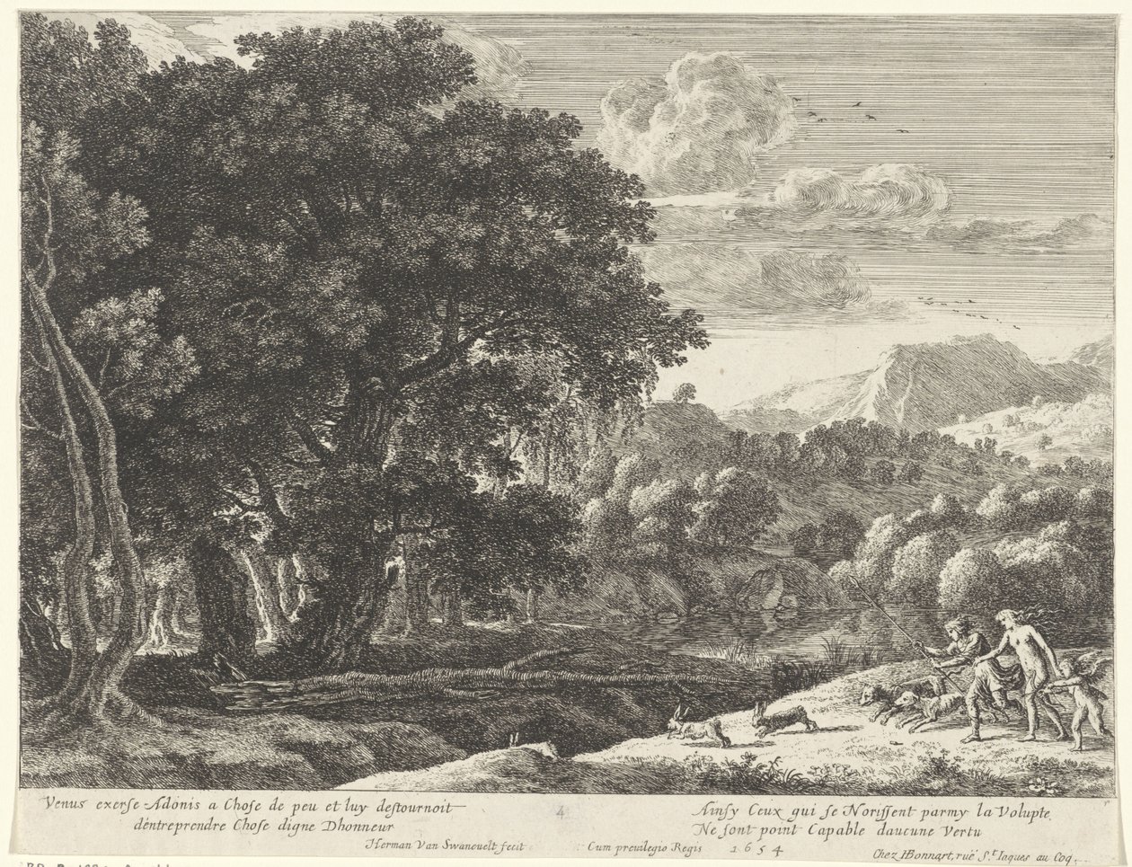 Vénus e Adonis na caça
História de Adónis (título da série) de Herman van Swanevelt