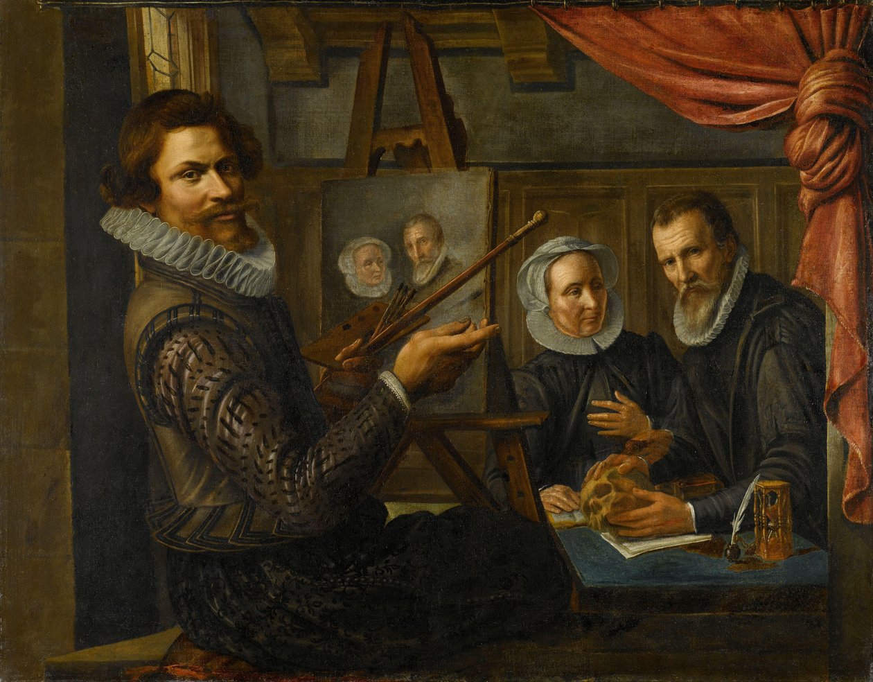 O Pintor no seu estúdio Pintar o Retrato de um Casal Casado de Herman van Vollenhoven