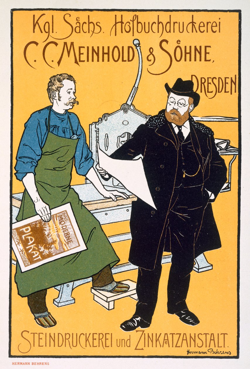 Pster anuncia litógrafos CC Meinhold und Sons, Dresden de Hermann Behrens