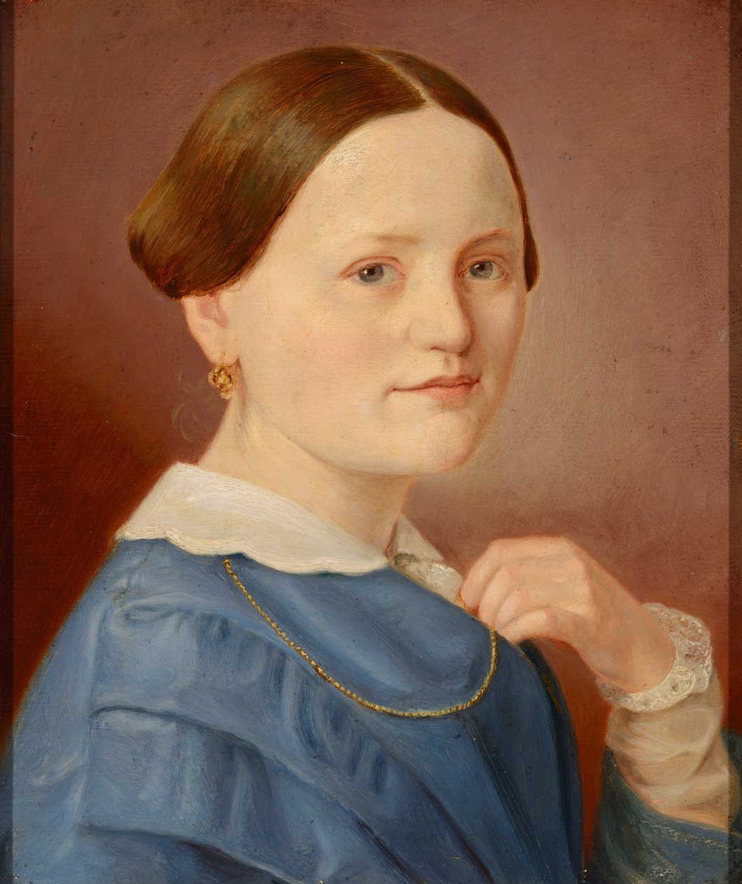 Um retrato de uma senhora com um colar com um vestido leve de Hermann Eduard Hartmann