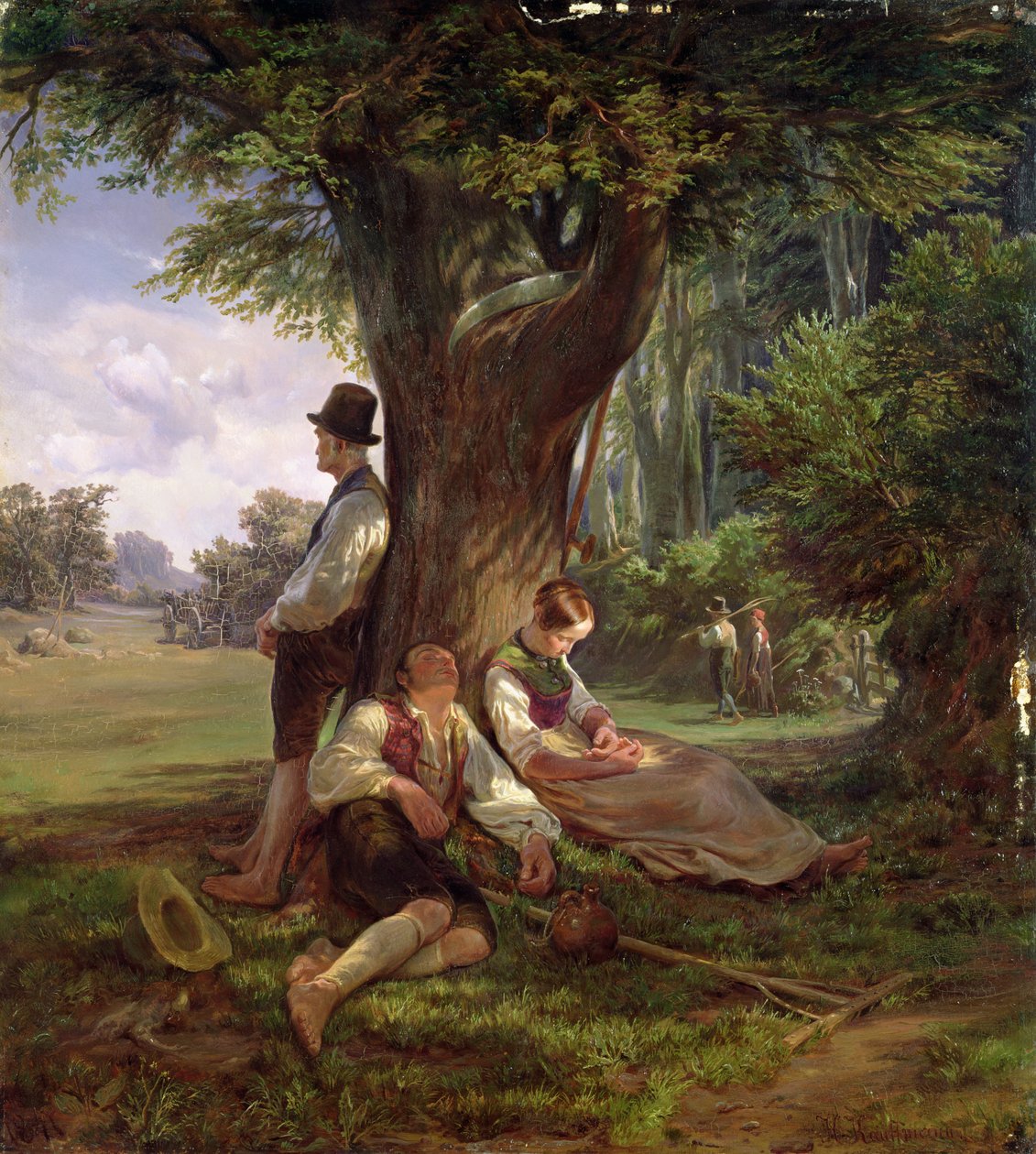 Camponeses tendo uma sesta, 1841 de Hermann Kauffmann