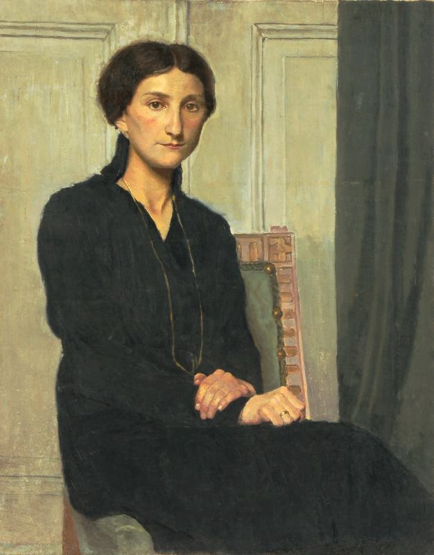 Senhora jovem, em, vestido preto de Hermann Lange