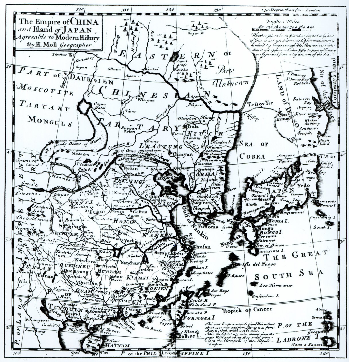 O Império da China e a Ilha do Japão, pub. em Londres de Hermann Moll