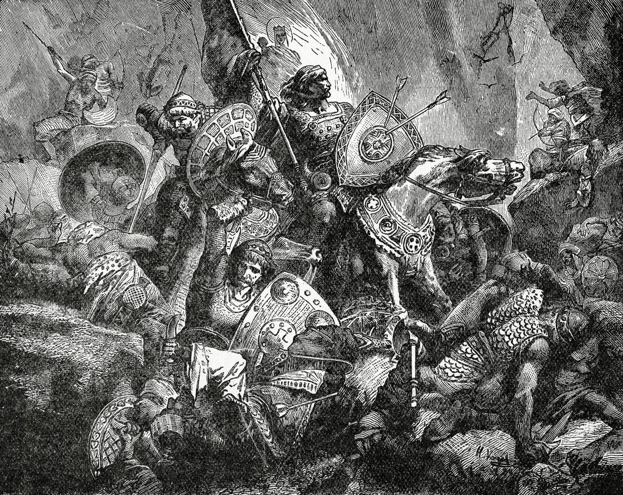 Batalha no Passo de Ronceveaux em 15 de agosto de 778, c.1890 de Hermann Vogel