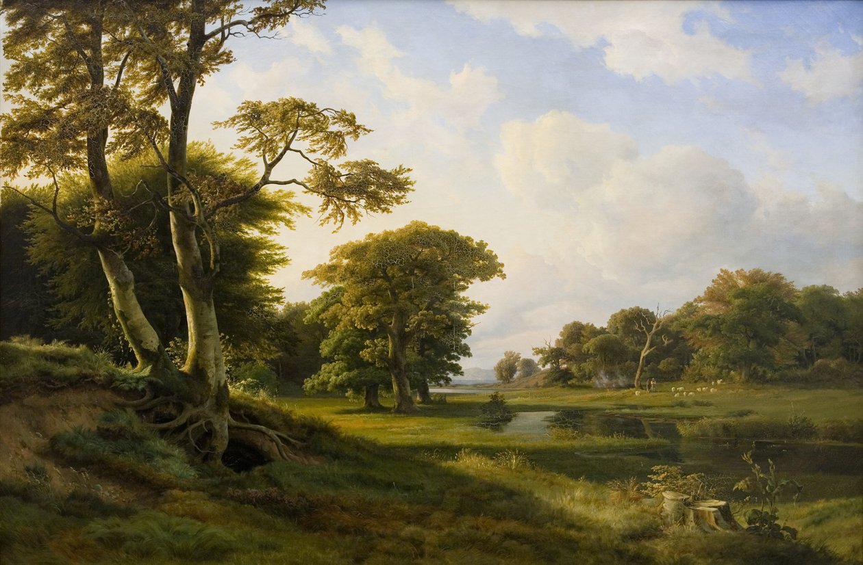 Paisagem florestal em Hellebæk. Cair de Hermann Carmiencke