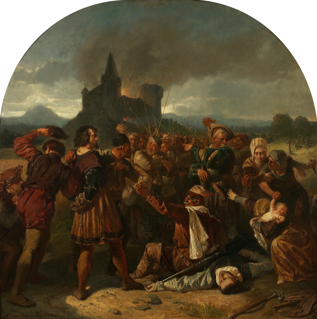 Episódio da Guerra dos Camponeses Alemães O Assassinato do Conde Helfenstein perto de Weinsberg, ca 1867. de Hermann Eichler