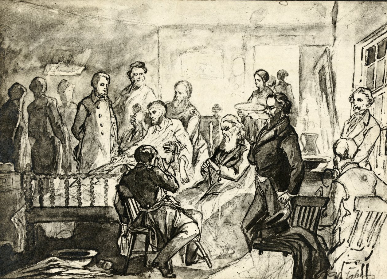 Abraham Lincoln em sua cama da morte, c.1865 de Hermann Faber