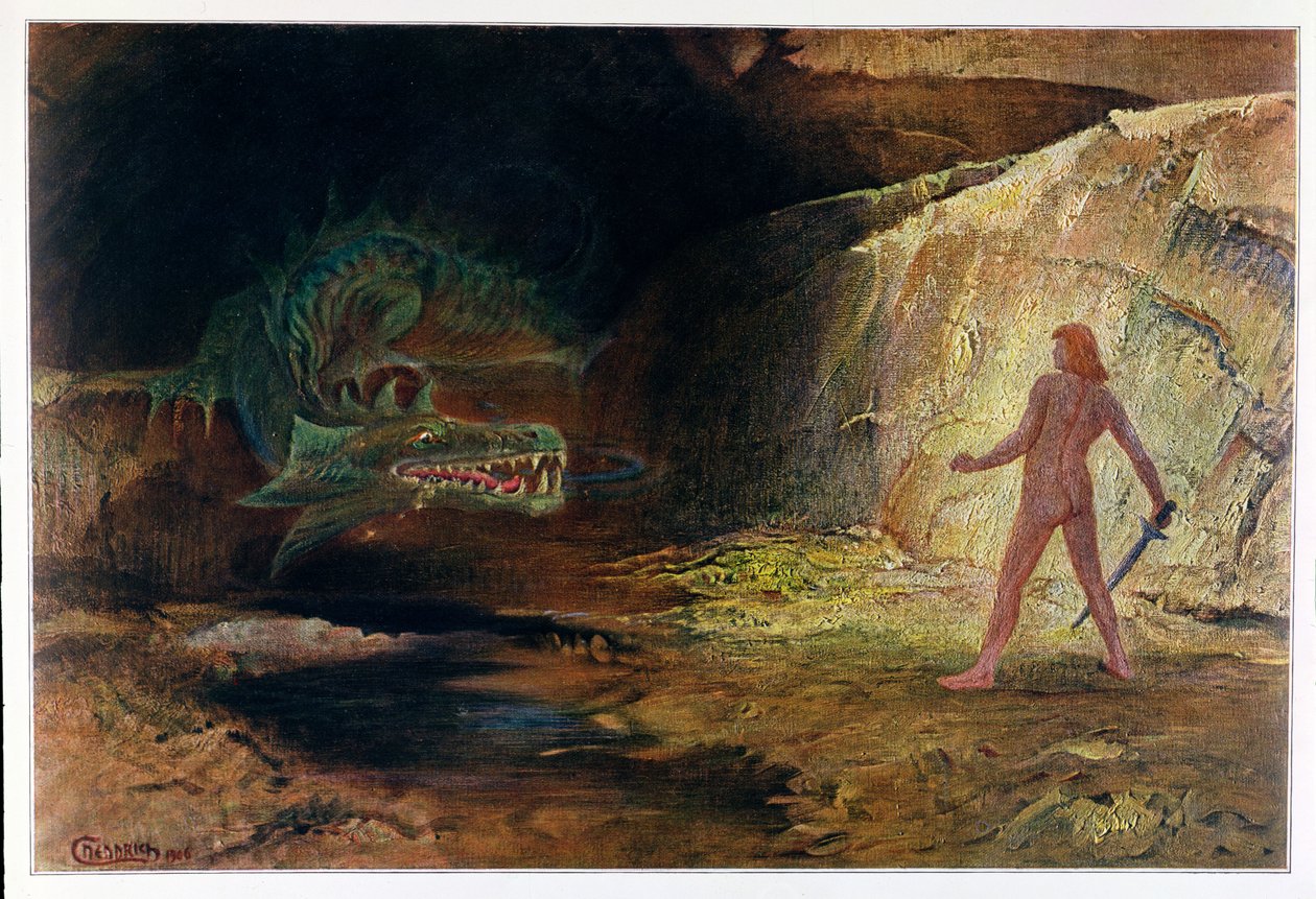 Siegfried e Fafner, 1906 de Hermann Hendrich