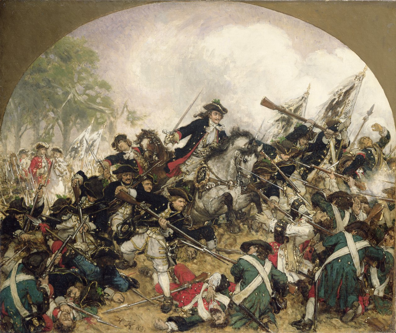 O Velho Dessauer na Batalha de Turim, 1883 de Hermann Joseph Wilhelm Knackfuss