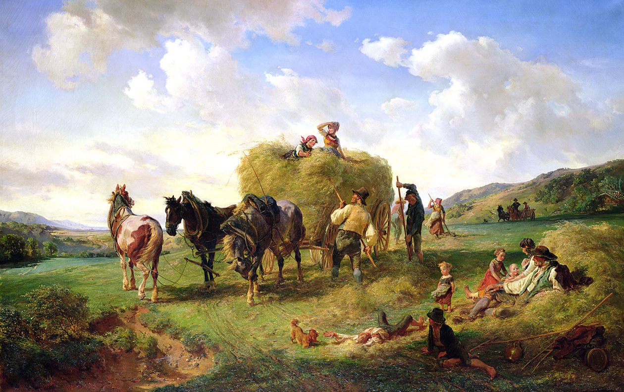 A colheita do feno, 1869 de Hermann Kauffmann