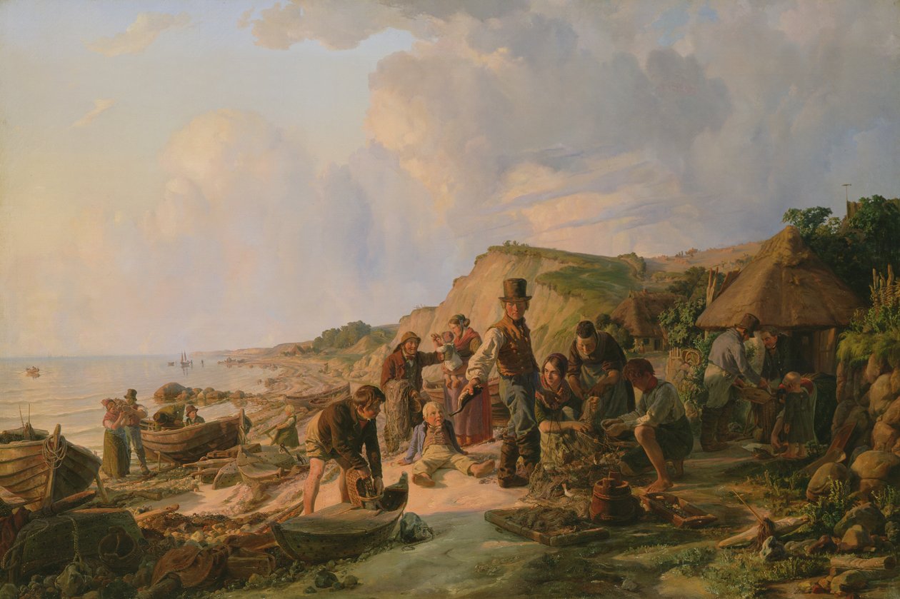 O regresso a casa do pescador em Probsteier, 1837 de Hermann Kauffmann