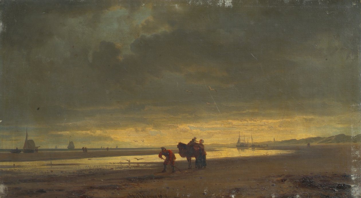 Costa marítima holandesa na maré baixa de Hermann Mevius