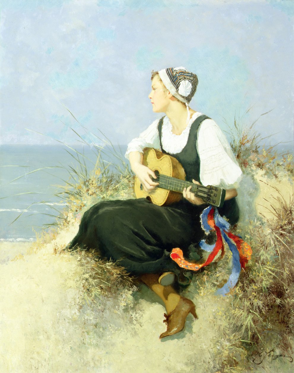 Na Praia (óleo sobre tela) de Hermann Seeger