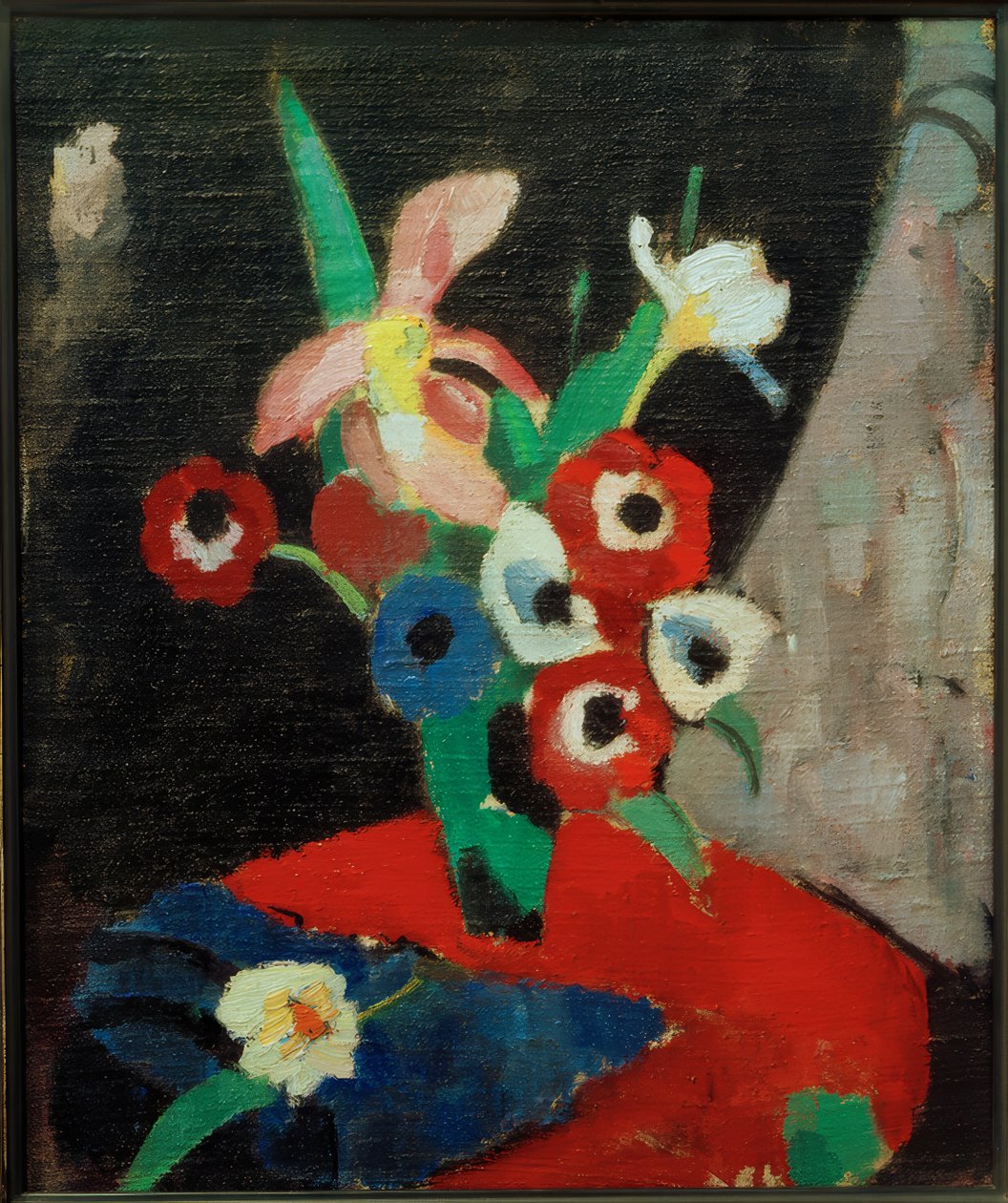 Ainda vida floral em um fundo preto II de Hermann Stenner