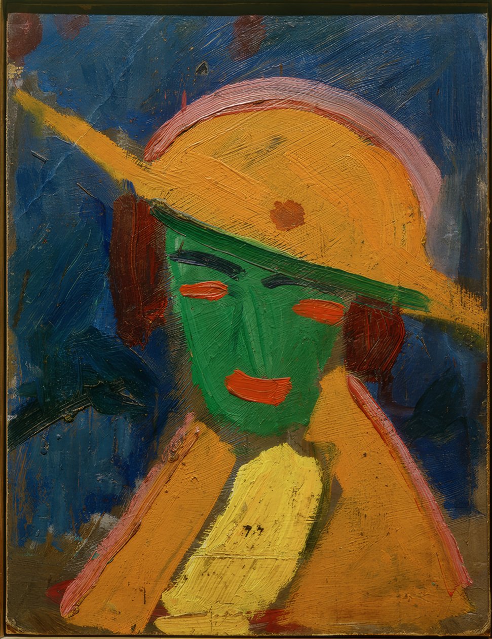 Mulher verde com chapéu amarelo eu de Hermann Stenner