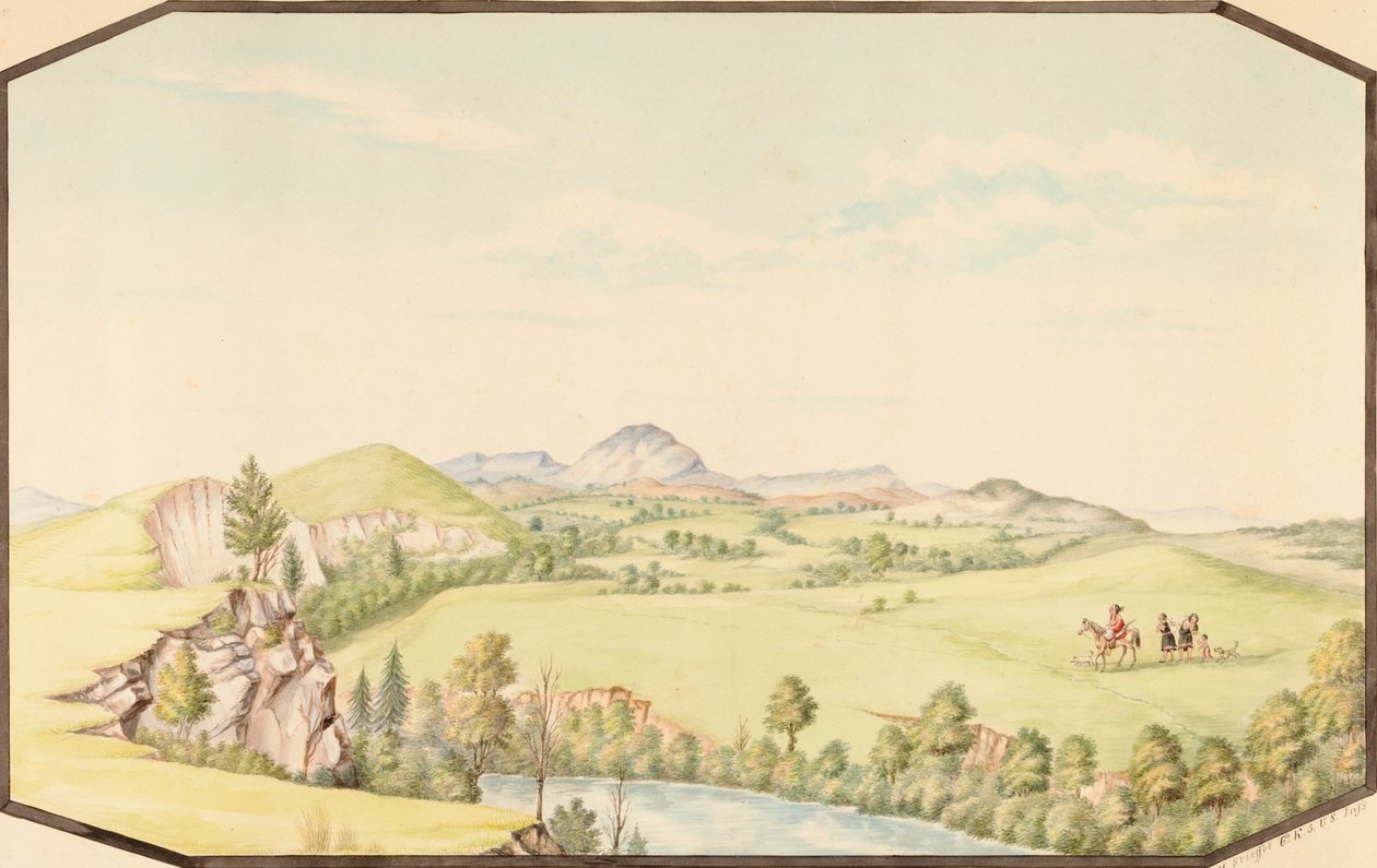 As Montanhas Wichita de Medicine Bluff, Território Indígena, 1867. de Hermann Stieffel