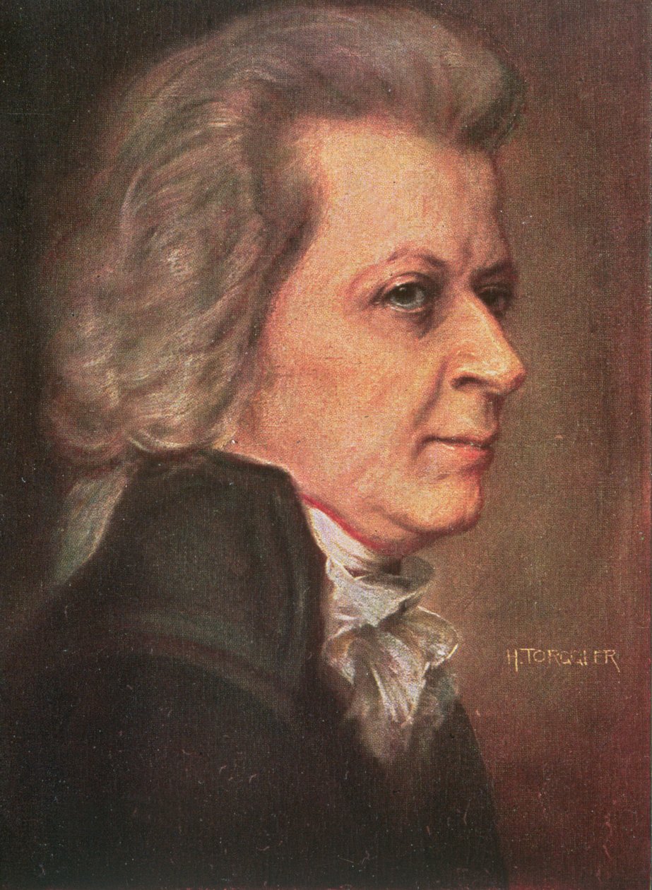 Wolfgang Amadeus Mozart (1756-91) pub. 1904 (cor litho) de Hermann Torggler
