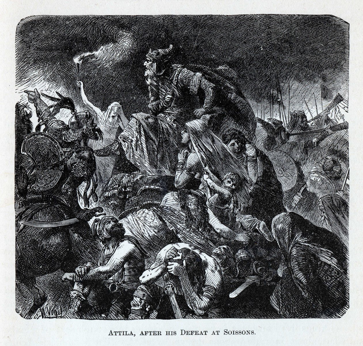 Átila após sua derrota em Soissons, 1882 de Hermann Vogel