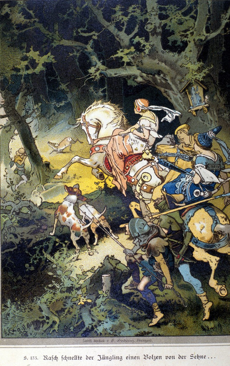 Ilustração da Vogel para um conto dos irmãos Jacob (1785-1863) e Wilhelm (1786-1859) Grimm de Hermann Vogel