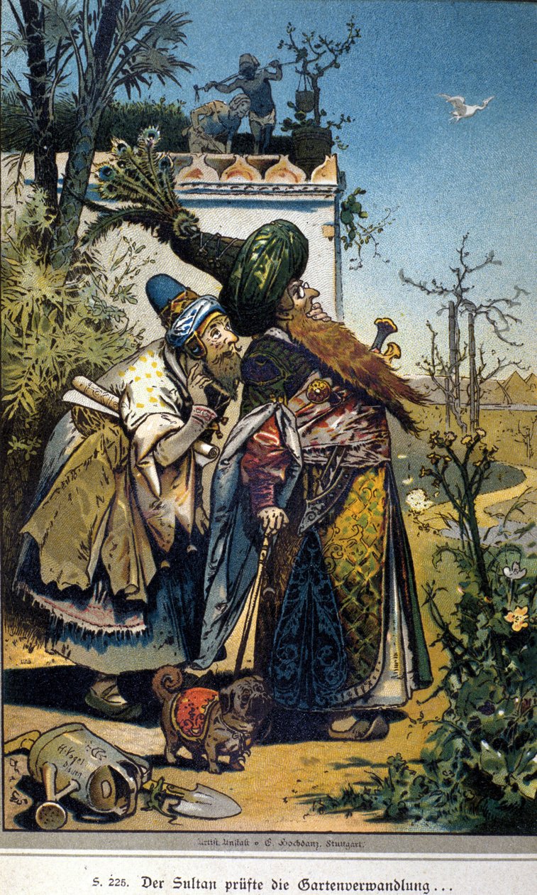 Ilustração de Vogel para o conto dos irmãos Jacob (1785-1863) e Wilhelm (1786-1859) Grimm: "O Velho Sultão". de Hermann Vogel