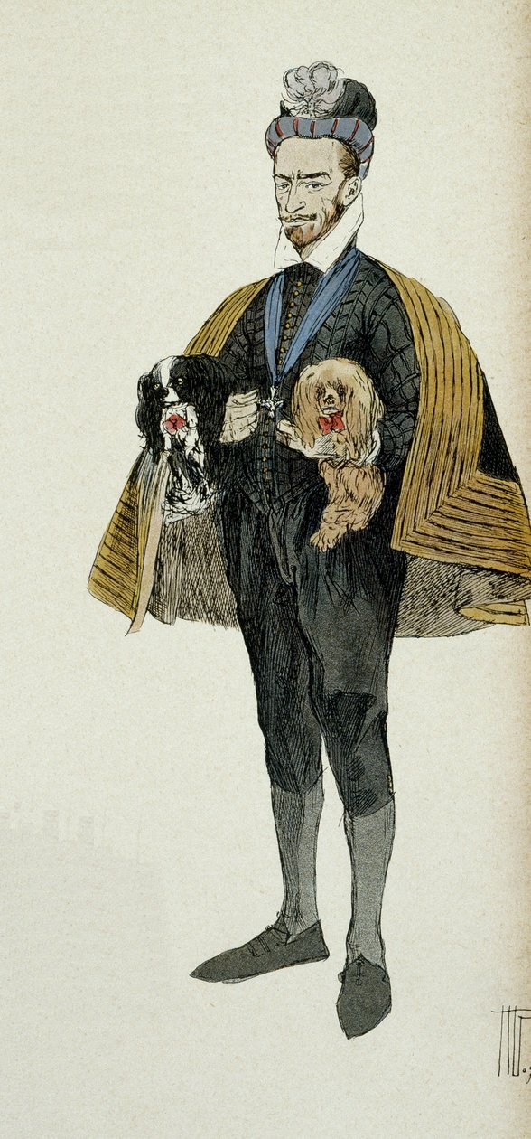 Retrato de Henrique III (1551-1589), Rei de França (1574-1589) e Rei da Polónia (1574). Ilustração 1907, de Hermann Vogel (1856-1918). Coleção Particuliere. de Hermann Vogel