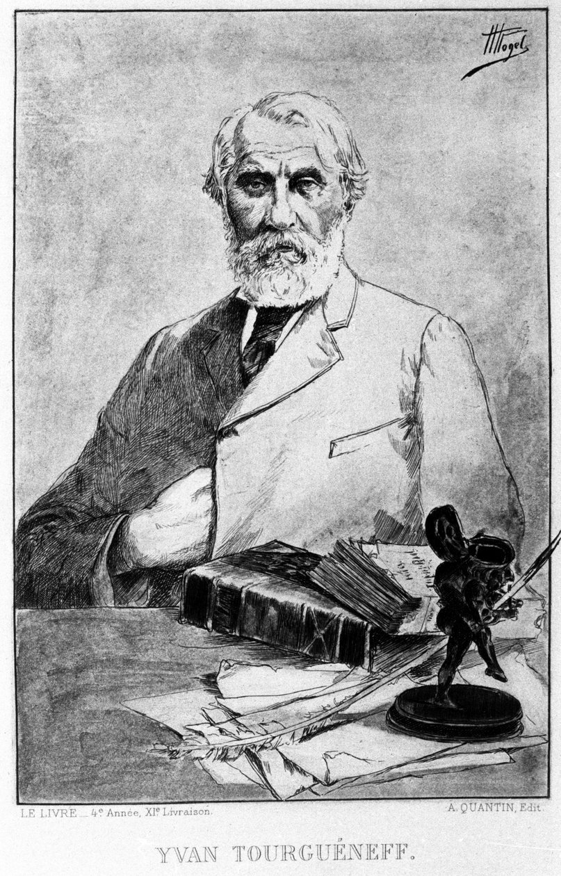 Retrato do escritor russo Ivan Turgeniev (1818 - 1883). Desenho de Hermann Vogel; sd. de Hermann Vogel