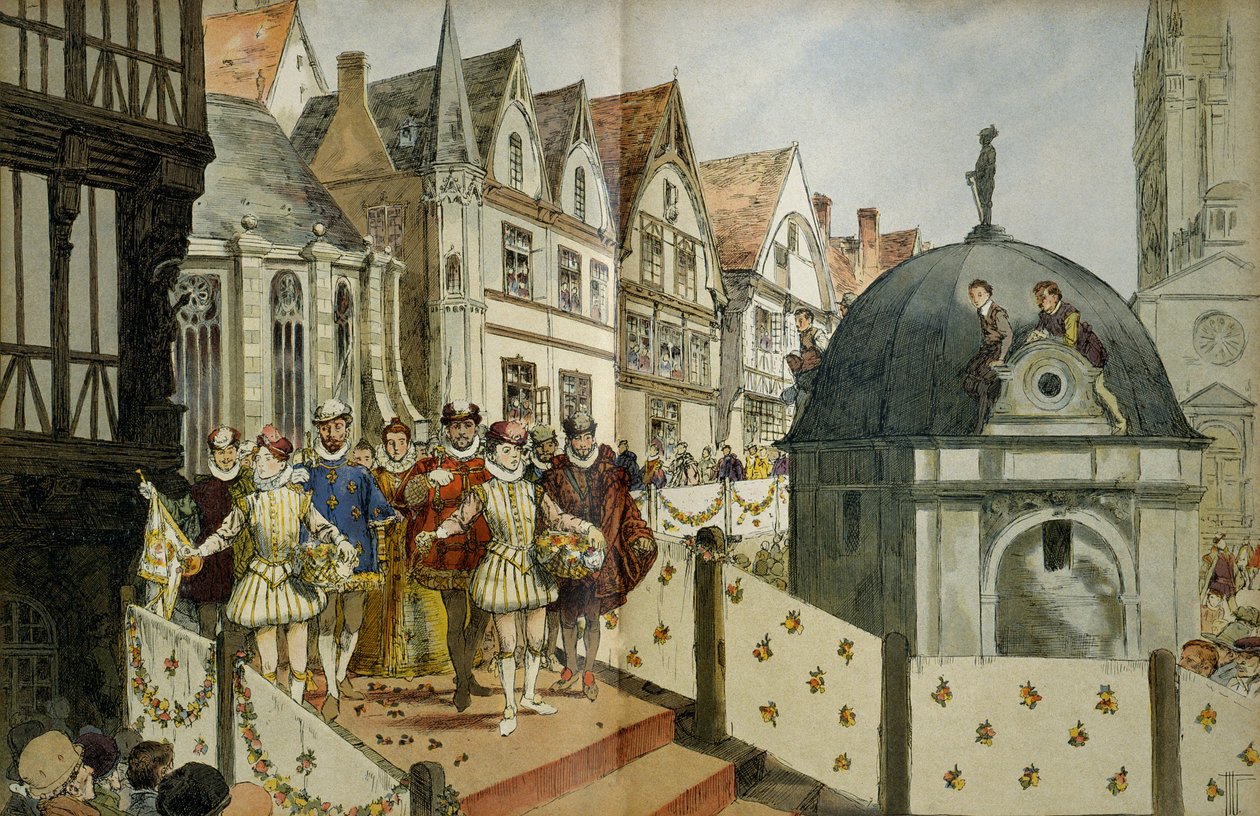 Cortejo real nas ruas de Paris, por ocasião do casamento, em 18 de agosto de Hermann Vogel