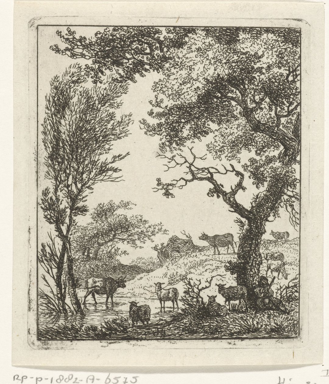 Paisagem com rebanho de gado de Hermanus Fock
