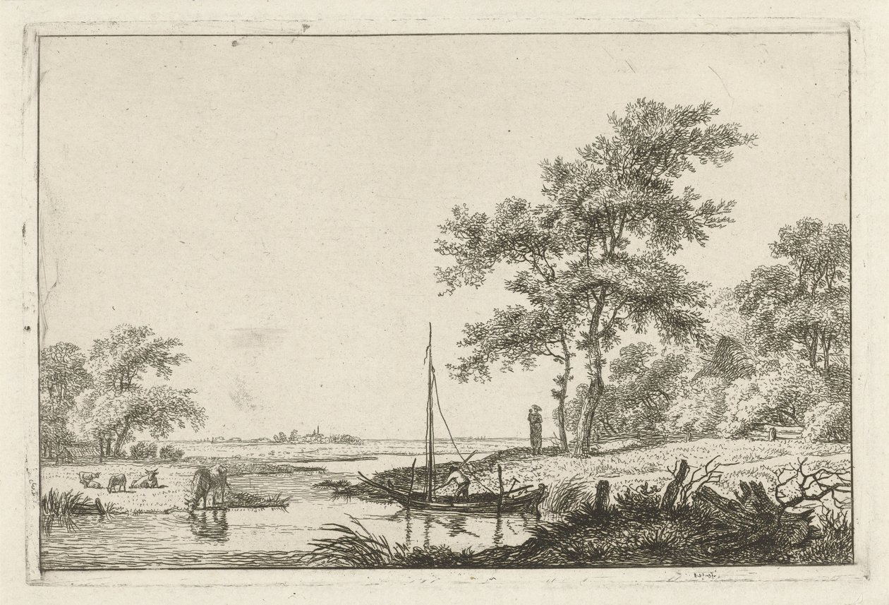 paisagem com barco de Hermanus Fock