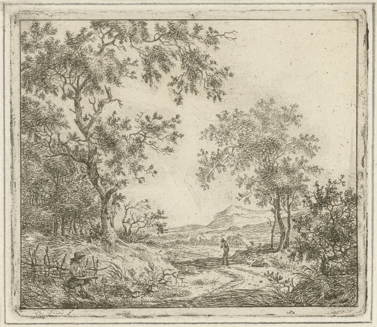Paisagem com desenhista e caminhante
Seis paisagens (título da série) de Hermanus Fock