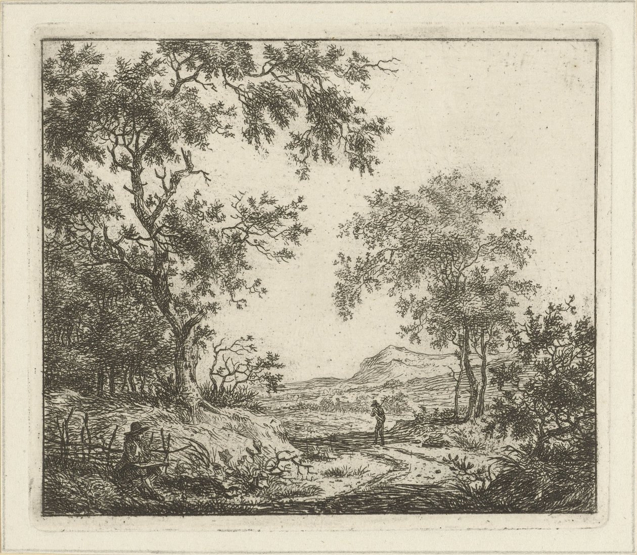 Paisagem com desenhista e caminhante
Seis paisagens (título da série) de Hermanus Fock