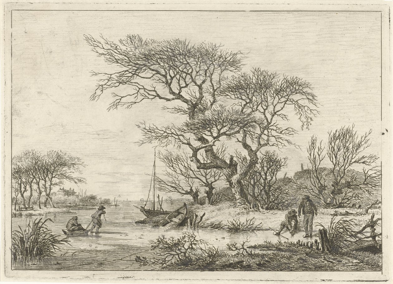 Paisagem de Inverno com patinadores de Hermanus Fock