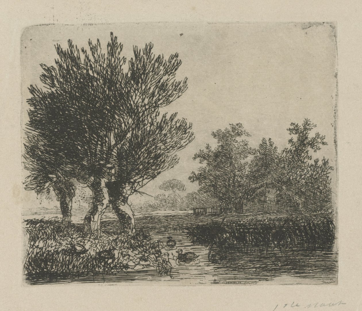 Três salgueiros de sondagem em frente ao mar de Hermanus Jan Hendrik van Rijkelijkhuysen