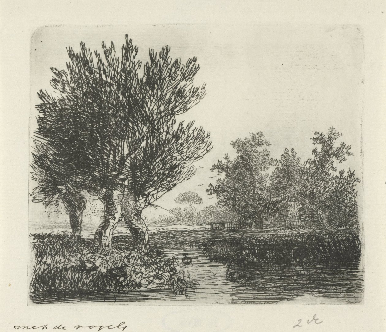 Três salgueiros de sondagem em frente ao mar de Hermanus Jan Hendrik van Rijkelijkhuysen